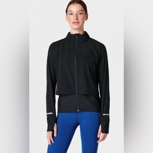 Sweaty Betty Fast Track Double Layer Hooded Running Jacket in Black - Size XS